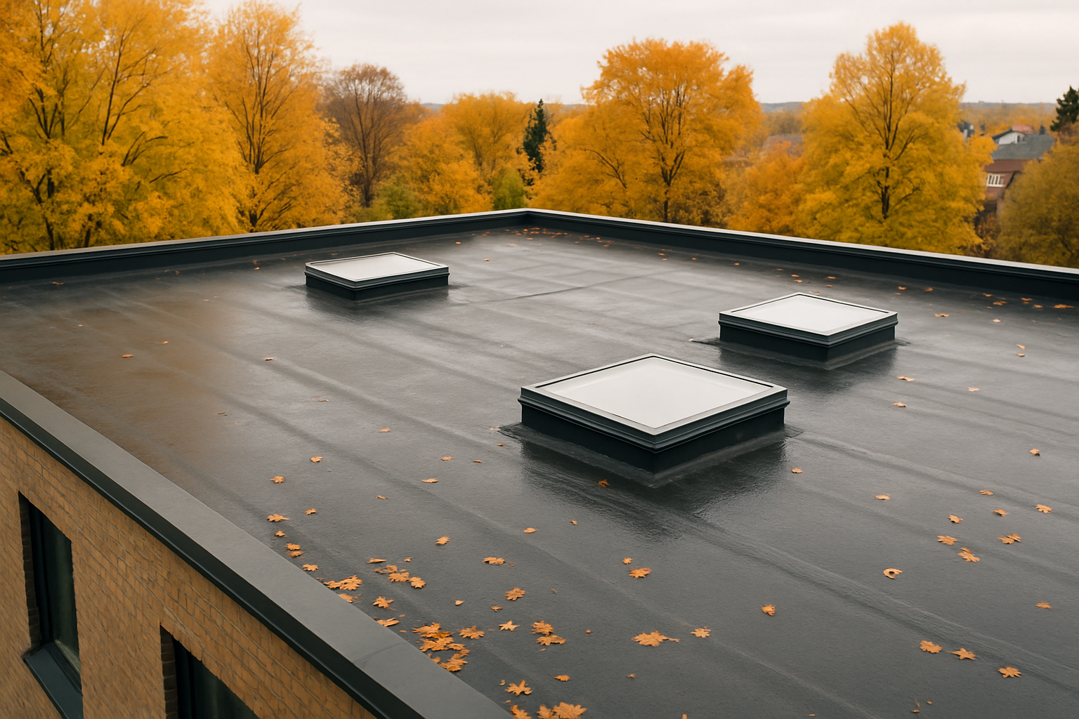 Flat roof house background