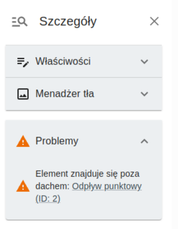 Sekcja Problemy w panelu szczegółów