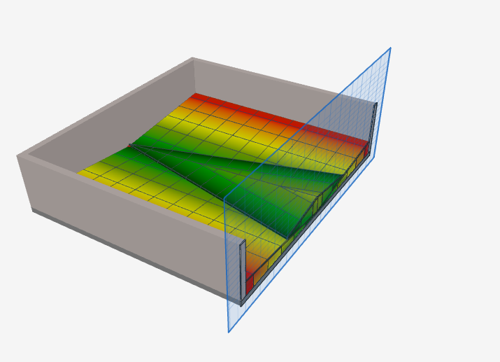 Przekrój modelu 3D dachu płaszczyzną pokazujący warstwy płyt