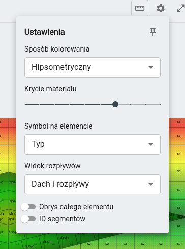 Panel ustawień podglądu pokrycia dachu