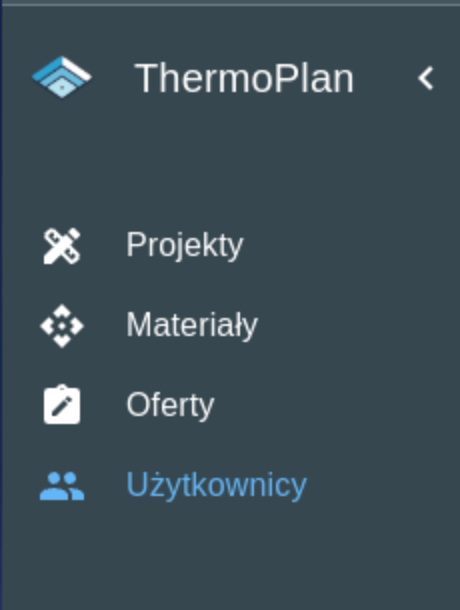 Widok menu bocznego z zaznaczoną sekcją Użytkownicy w panelu administracyjnym